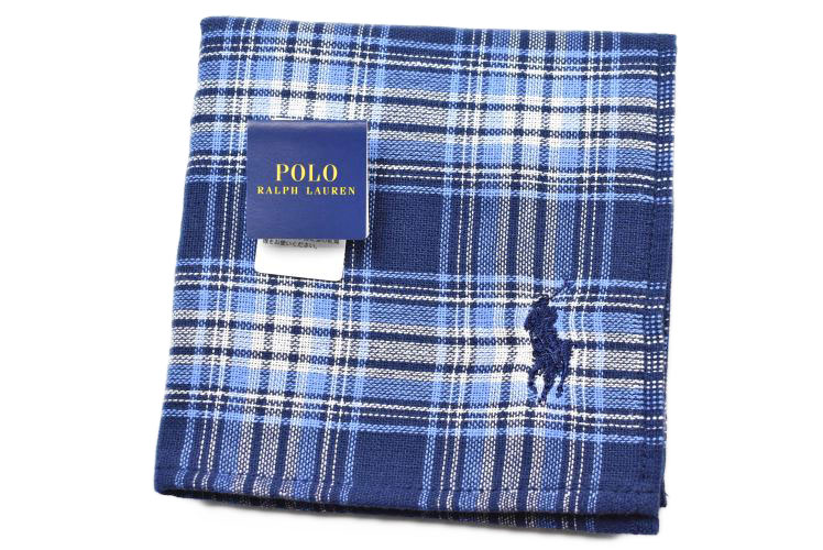 ラルフローレン ポロ ラルフローレン タオルハンカチ タオル ハンカチ 1枚 メンズ ギフト プレゼント 綿 ブランド POLO Ralph Lauren ネイビー × 青 ブルー タータン チェック ロゴ 刺繍 20代 30代 40代 50代 60代 70代 男性 紳士 父の日 実用的 ハンドタオル 【あす楽】