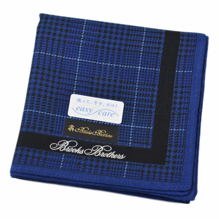 ブルックス ブラザーズ ハンカチ 1枚 メンズ 綿 ブランド ハイブランド BROOKS BROTHERS 紺 ネイビー グレンチェック 千鳥格子 ロゴ 男性 紳士 父の日 実用的 20代 30代 40代 50代 60代 70代 プレゼント ギフト おしゃれ ポイント消化
