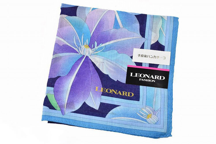 レオナール ハンカチ 綿 レディース 1枚 ブランド LEONARD フラワー 花 プリント ...