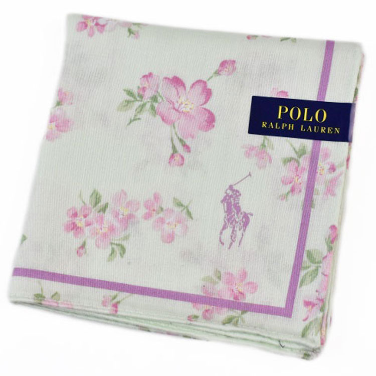 ポロ ラルフローレン ハンカチ レディース 綿 高級 ブランド ハイブランド POLO Ralph Lauren ミント ピンク フラワー 花 ロゴ 女性 婦人...