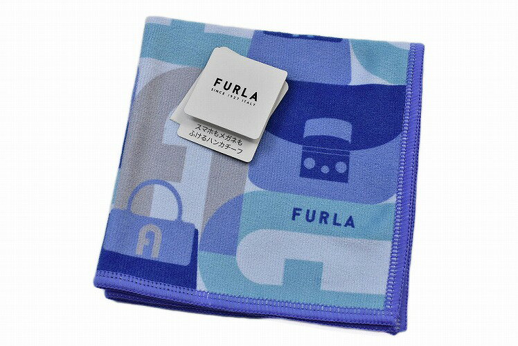 フルラ ハンカチ レディース フルラ マイクロファイバー ハンカチ 1枚 レディース ブランド FURLA ブルー ロゴ バッグ モチーフ スマホもメガネもふけるハンカチーフ 女性 婦人 ハンドタオル 【あす楽】