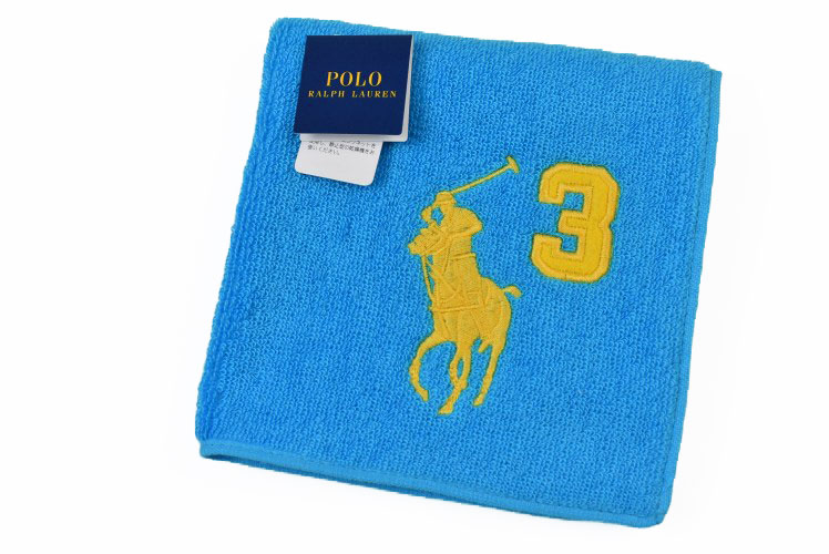 ラルフローレン ポロ ラルフローレン タオルハンカチ タオル ハンカチ 1枚 メンズ ギフト プレゼント 綿 ブランド POLO Ralph Lauren 青 ターコイズ ブルー × イエロー 黄色 ナンバー ロゴ 刺繍 20代 30代 40代 50代 60代 70代 男性 紳士 父の日 実用的 ハンドタオル 【あす楽】