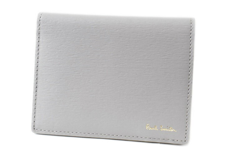 ポールスミス カードケース 財布 ミニ財布 メンズ ブランド Paul Smith ストローグレインレザー 専用箱付 ライトグレー 男性 紳士 本革 BPS252