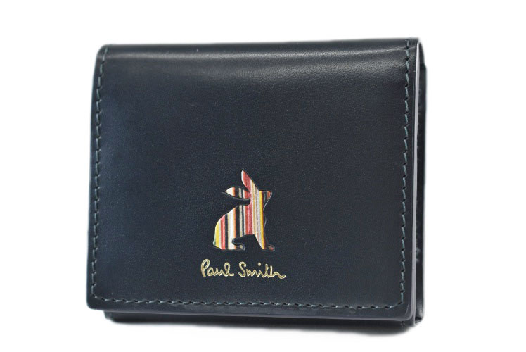 ポールスミス ポールスミス 小銭入れ コインケース 財布 小さい メンズ ブランド ポール・スミス Paul Smith マーケトリーストライプラビット フラップ 専用箱付 濃紺 ネイビー 男性 紳士 本革 PSQ160 【あす楽】