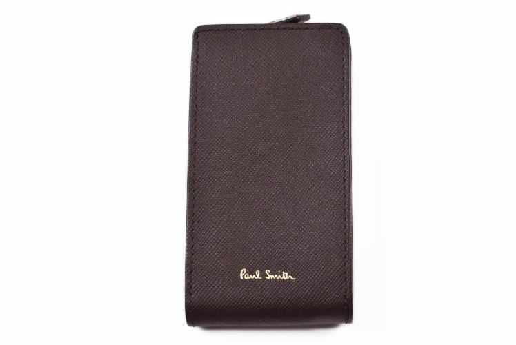 ポールスミス キーケース スマートキー メンズ ブランド Paul Smith ジップストローグレイン2 L字ファスナー 4連 キーリング 専用箱付 茶 チョコ ブラウン 男性 紳士 本革 PSC787 【あす楽】