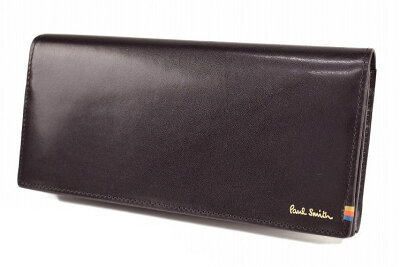 ポールスミス 長財布 財布 メンズ ブランド Paul Smith ストライプステッチタブ フラップ 専用箱付 濃茶 ダークブラウン 男性 紳士 本革 BPS656 訳あり