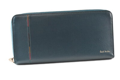 ポールスミス 長財布 財布 メンズ ブランド ポール・スミス Paul Smith インセットストライプ ラウンドファスナー財布 箱無 紺 ネイビー 訳あり 男性 紳士 本革 PSQ156