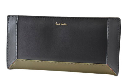 ポールスミス 長財布 財布 メンズ ブランド Paul Smith コントラストカラーブロック L字ファスナー 専用箱付 黒 ブラック 男性 紳士 本革 BPS305 訳あり