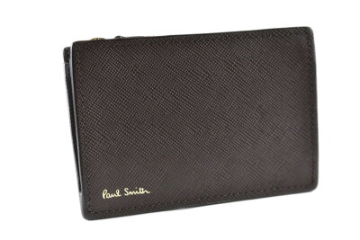 ポールスミス コインケース パスケース メンズ ブランド Paul Smith ジップストローグレイン2 定期入れ 専用箱付 茶 チョコ 男性 紳士 本革 PSC786