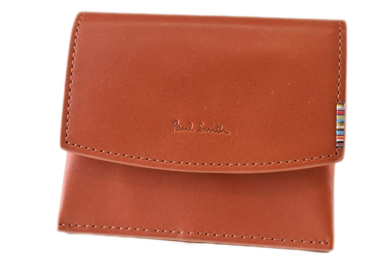 ポールスミス ミニ財布 財布 コインケース メンズ ブランド Paul Smith シグネチャーストライプタブ 専用箱付 レンガ オレンジ 20代 30代 40代 50代 60代 おしゃれ 男性 紳士 コンパクト財布 本革 BPS533 訳あり