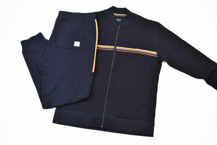 ポールスミス ルームウェア メンズ ブランド Paul Smith ラウンジウエア LOUNGEWEAR 薄手 上下 セット アーティストストライプ ジップアップ ストレッチ スウェット パジャマ 長袖 ロングパンツ 春 秋 M L LL 紺 ネイビー 男性 紳士 【あす楽】