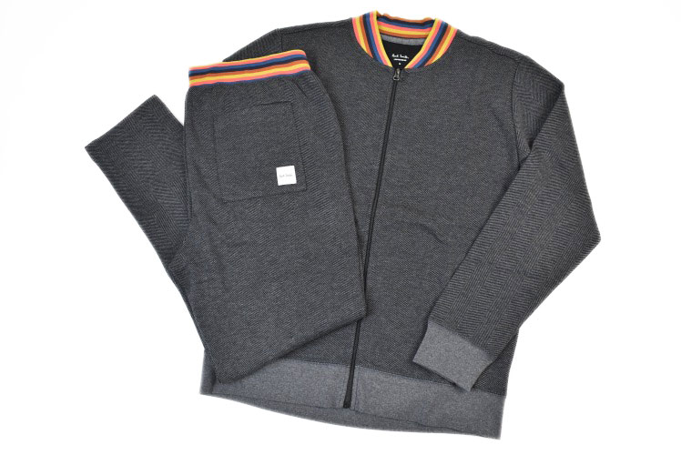 ポールスミス ルームウェア メンズ ポールスミス ルームウェア メンズ ブランド Paul Smith ホームウエア LOUNGEWEAR 薄手 上下 セット アーティストストライプ リブ ヘリンボーン ジャガード ジップアップ ストレッチ スウェット パジャマ 長袖 ロングパンツ 春 秋 M L LL チャコール 杢 男性 紳士 【あす楽】