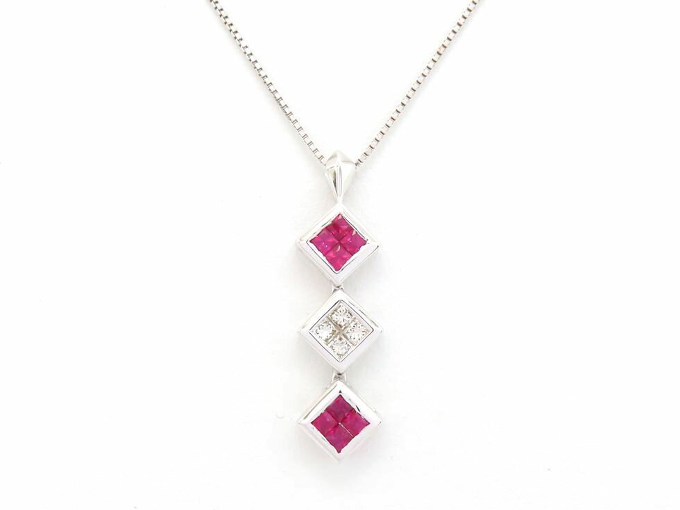 【中古】K18WGルビー0.50c...