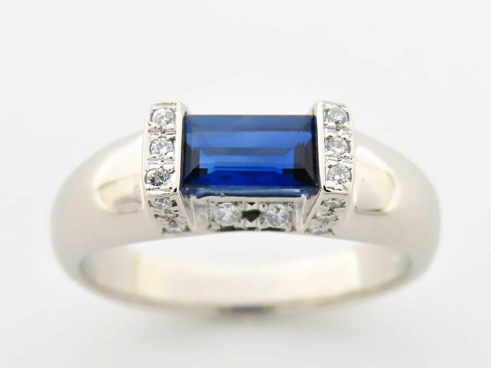 Pt900 サファイア0.64ct ダイヤモンド0.14ct リング #14 【池袋店】【中古】