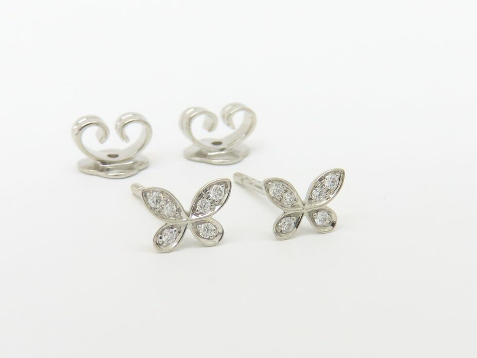 グラフ K18WG ダイヤ パヴェ バタフライ ダイヤモンド プティ スタッド イヤリング ピアス【池袋店】【中古】のサムネイル