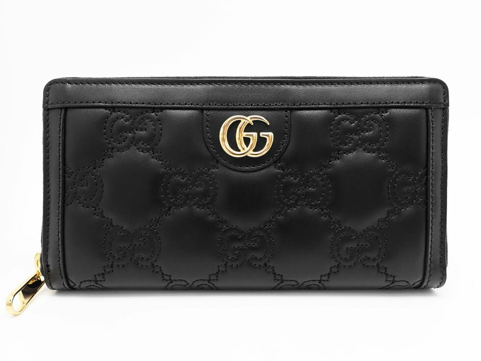 グッチ 723784 レザー ブラック GG マトラッセ ジップアラウンド ウォレット 長財布 【新宿店】【中古】