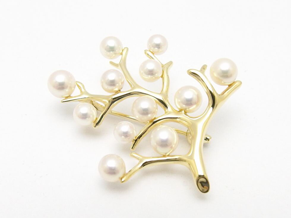 ミキモト K18YG アコヤ真珠4.00~5.25mm Kofuku no Ki (幸福の木) ブローチ【新宿店】【中古】のサムネイル