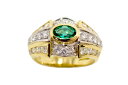 K18YG エメラルド 0.68ct(Zambia・NONOIL) メレダイヤ 1.12ct デザイン リング #14【新宿店】【中古】(4)
