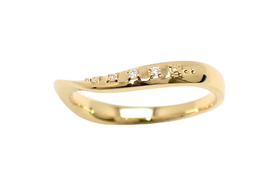 ヴァンドーム青山 K18YG 4Pメレダイヤ ヒネリ デザイン リング #11【新宿店】【中古】【新着】