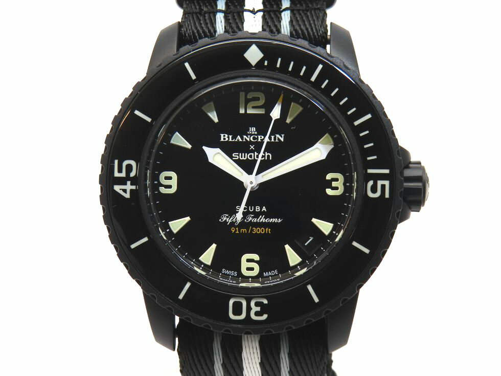Blancpain - ブランパン×スウォッチ SO35B400 フィフティ ファゾズム オーシャン オブ ストーム バイオセラミック/ナイロンベルト/自動巻 メンズ時計【池袋店】【中古】