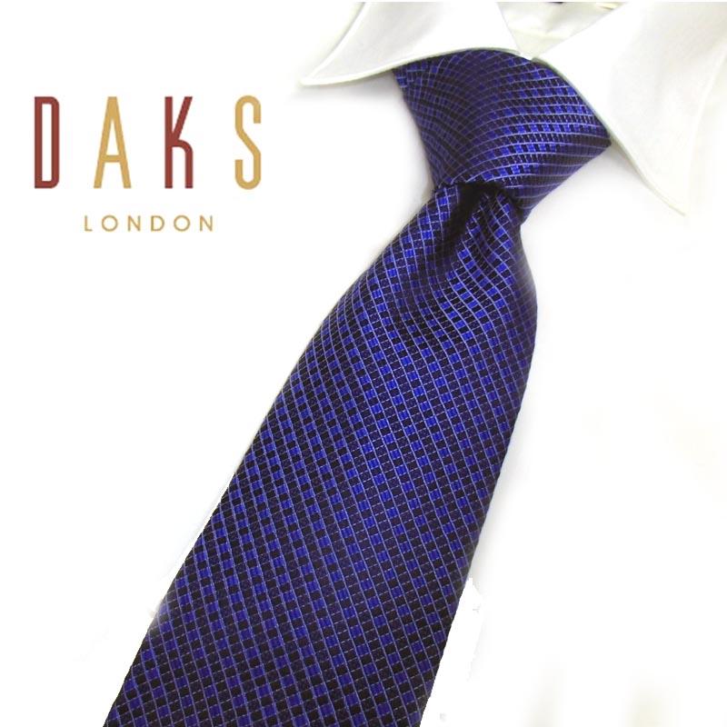 ダックス ネクタイ 【ギフトBOX無料】【ダックス/DAKS LONDON】 上質！絹100％ マイクロブロック ネクタイ ネイビー×ブルー 日本製【 誕生日 お祝い 餞別 ギフト 無料 プレゼント】ギフトブランド A7