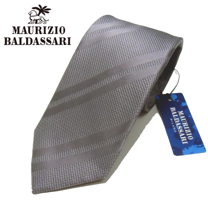 マウリツィオ バルダサーリ MAURIZIO BALDASSARI シャドーストライプネクタイ 絹100％ シルバーグ 日本製　ブランド saA1