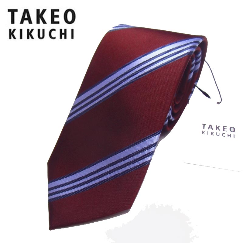 タケオキクチ 【SALE】【タケオキクチ】ストラップ ネクタイ エンジ 日本製【TAKEO KIKUCHI】/絹100％//【 誕生日 お祝い 餞別 ギフト 無料 プレゼント 】ブランド r7 00031