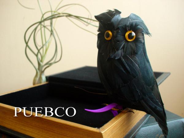 【クーポン配布中】☆PUEBCO Owl ブラック　黒　プエブコ　リアルなフクロウの置物雑貨通販【RCP】