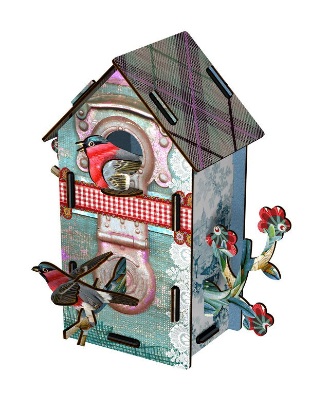 ★カラフルな北欧デザイン　バードハウス（巣箱） 　MIHO　PlayMates　casam38　MDF板を組み立てて作るBirdHOUSE小鳥の巣雑貨通販【RCP】