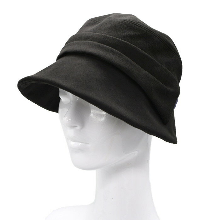 国産 日本製 レディース ハット 人工皮革 ブラック 黒 婦人 帽子 秋冬 7E804【あす...