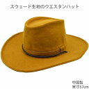 スウェード ウエスタンハット マスタード 黄 メンズ 父の日 紳士 レディース 母の日 婦人 ギフト 男女兼用 帽子 秋冬 U1【あす楽対応 希望者オマケ付】