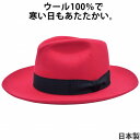 フェルト 中折ハット メンズ 中折れ帽 秋冬 国産 日本製 エドハット レディース ウール中折れハット EDHAT レッド 赤 紳士 婦人 男女兼用 帽子 16...