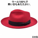 フェルト 中折ハット メンズ 中折れ帽 秋冬 国産 日本製 エドハット レディース ウール中折れハット EDHAT レッド 赤 紳士 婦人 男女兼用 帽子 16...