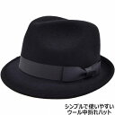 ウール中折れハット ブラック 黒 メンズ 父の日 紳士 レディース 母の日 婦人 ギフト 男女兼用 帽子 秋冬 TCC2024-1【あす楽対応 希望者オマケ付】
