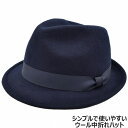 ウール中折れハット ネイビー 紺 メンズ 父の日 紳士 レディース 母の日 婦人 ギフト 男女兼用 帽子 秋冬 TCC2024-2【あす楽対応 希望者オマケ付】