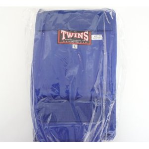新 TWINS ツインズ 合皮製 キックボクシング レガース スネサポーター 青 Lサイズ