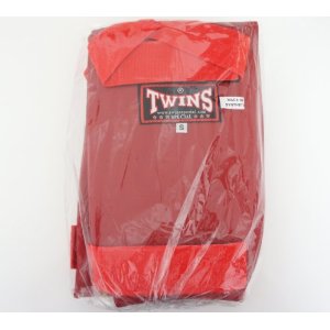 新 TWINS ツインズ 合皮製 キックボクシング レガース スネサポーター 赤 Sサイズ