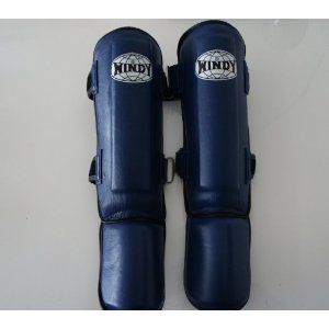 WINDY ウインディ 本皮製 キックボクシング レッグサポーター レッグガード 青 Mサイズ