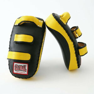 カーブキックミット 051 黄色2個セット (高級レザー) キックボクシング・空手用 GLOBAL SPORTS グローバルスポーツ