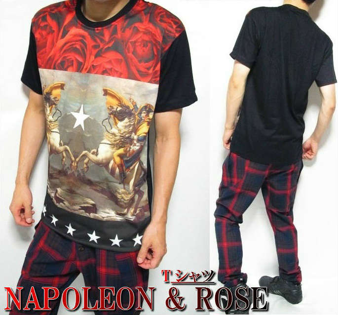 Tシャツ メンズ ナポレオン/ローズ/NAPOLEON/ROSE 薔薇/バラ/ばら 中世絵画 半袖 フルカラーインクジェット