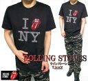 ローリングストーンズ Tシャツ メンズ/レディース アイラブ ベロ ラインストーン/スタッズ 半袖 ROLLING STONES レディース ロック メンズファッション トップス ミュージック カットソー