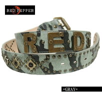 レッドペッパー迷彩レザーベルトREDPEPPERスタッズカモフラージュカモフラ本革/牛革ロゴメンズ