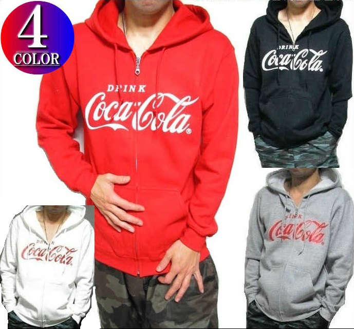 コカコーラ コカ コーラ パーカー メンズ Coca-Cola コカ コーラ グッズ ジップ スウェット レッド S-XL