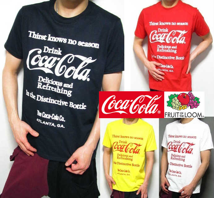 コカコーラ Tシャツ グッズ メンズ 半袖 フルーツオブザルーム コラボ カットソー FRUIT OF THE LOOM コカ・コーラ Coca-Cola