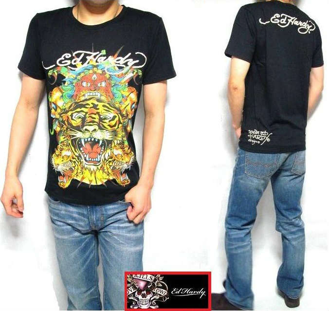 エドハーディー ed hardy エド・ハーディー Tシャツ メンズ 半袖 寅年/虎 三つ目/タイガー/スカル カットソー ブラック S-XL 父の日 ギフト