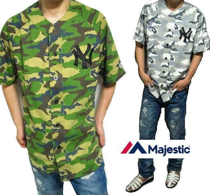 ヤンキース Tシャツ 迷彩 カモフラ ベースボール シャツ メジャーリーグ マジェスティック/majestic 半..