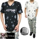 エドハーディー ed hardy エド ハーディー 寅年 半袖 Tシャツ メンズ/レディース スカル/ラブキル/総柄 Vネック 箔プリント ブラック/ホワイト S-L