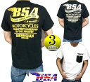 BSA Tシャツ メンズ バーミンガムスモールアームズ ポケット 半袖 ブラック/ホワイト M-XL