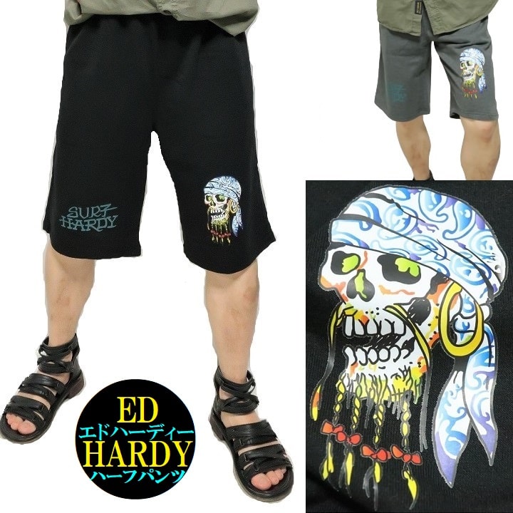 エドハーディー ed hardy ハーフパンツ スカル/ドクロ/バンダナ メンズ 薄手 ショートパンツ 大きいサイズ/ビッグサイズ エド・ハーディー ボトム サイズM-L-XL-XXL-3L-XXXL-4L 父の日 ギフト