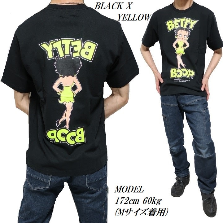 ベティーブープ ベティちゃん tシャツ Tシャツ 服 グッズ 蛍光プリント/ドレス ベティ・ブープ メンズ カットソー 半袖 通販 ブラック/ホワイト/イエロー betty boop キャラクター サイズM-XL